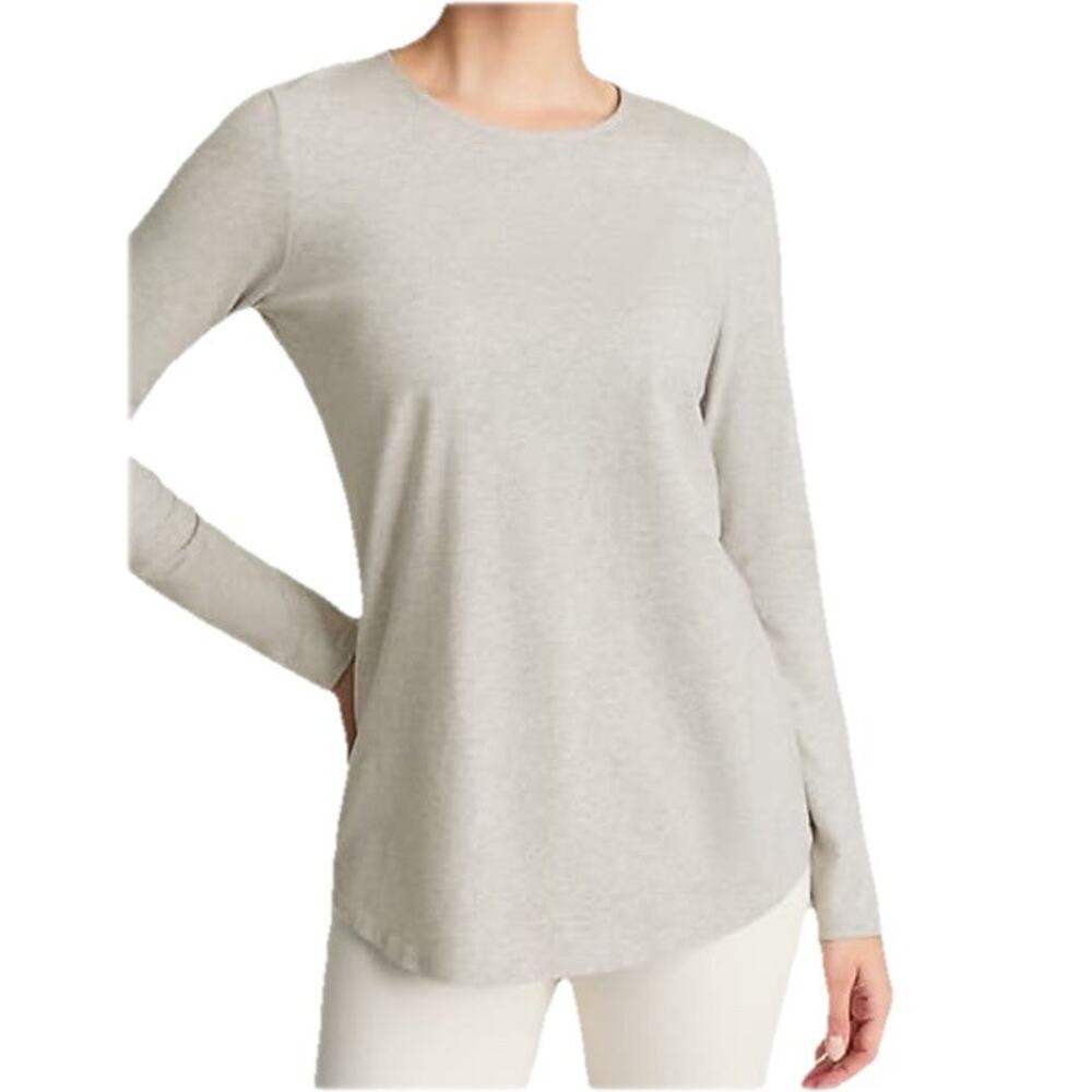J. Jill Luxe Supima Tunic Tee Womens Medium Gray Long Sleeve Soft Stretch